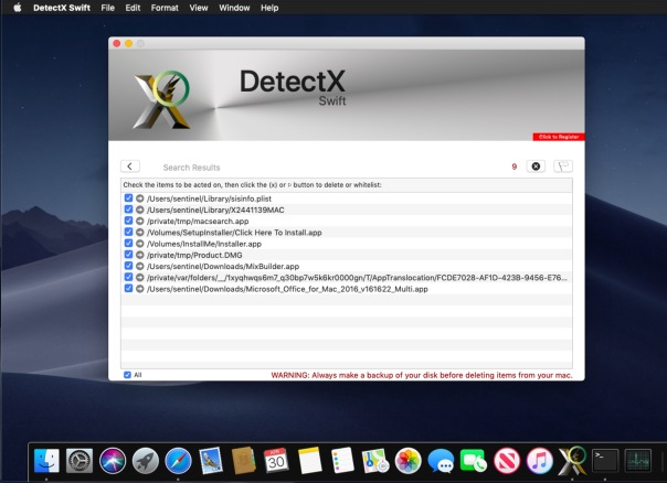 image of detectx swift search results