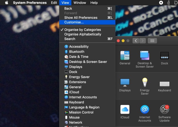 image of customise system preferences